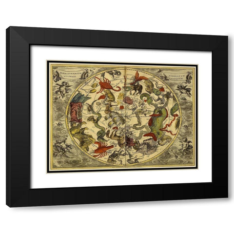 Maps of the Heavens: Haemisphaerium Stellatum Australe Antiquum Black Modern Wood Framed Art Print with Double Matting by Cellarius, Andreas