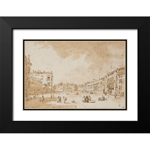 View of Campo San Polo, Venice, ca. 1790 Black Modern Wood Framed Art Print with Double Matting by Guardi, Francesco