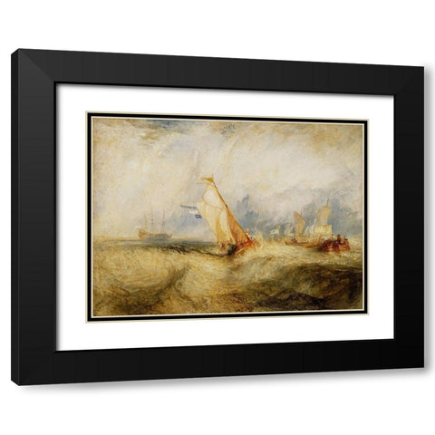 Van Tromp, going about to please his Masters, Ships a Sea, getting a Good Wetting, Black Modern Wood Framed Art Print with Double Matting by Turner, Joseph Mallord William