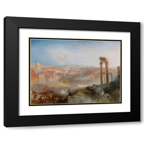 Modern Rome - Campo Vaccino Black Modern Wood Framed Art Print with Double Matting by Turner, Joseph Mallord William