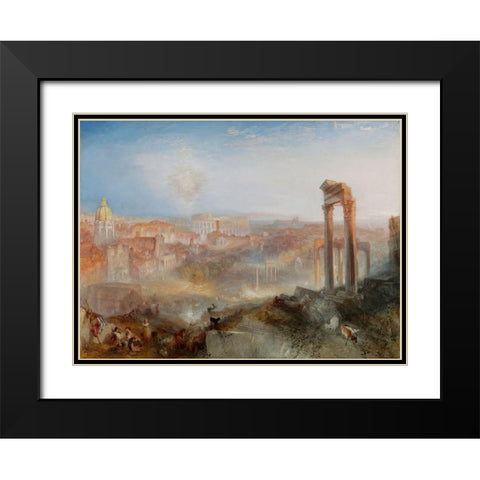 Modern Rome - Campo Vaccino Black Modern Wood Framed Art Print with Double Matting by Turner, Joseph Mallord William