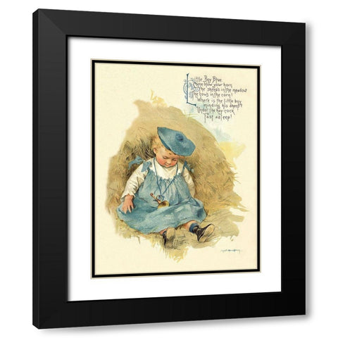 Nursery Rhymes: Little Boy Blue Black Modern Wood Framed Art Print with Double Matting by Humphrey, Maud