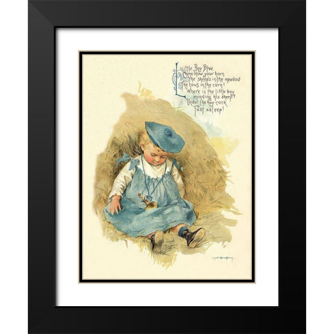 Nursery Rhymes: Little Boy Blue Black Modern Wood Framed Art Print with Double Matting by Humphrey, Maud