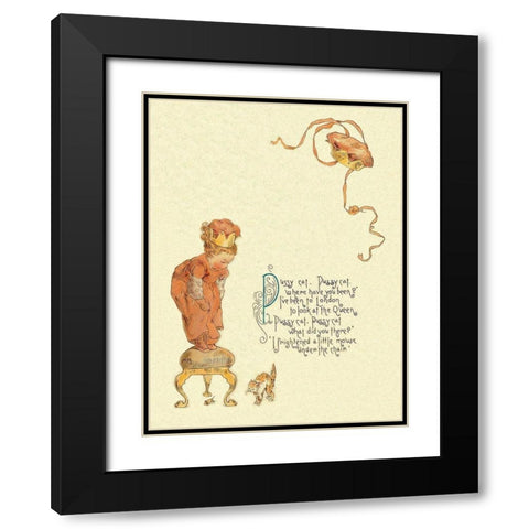 Nursery Rhymes: Pussy Cat, Pussy Cat Black Modern Wood Framed Art Print with Double Matting by Humphrey, Maud