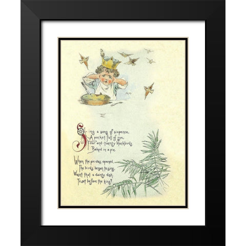 Nursery Rhymes: Sing a Song of Sixpence Black Modern Wood Framed Art Print with Double Matting by Humphrey, Maud