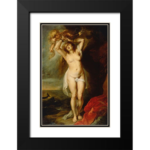 Andromeda Black Modern Wood Framed Art Print with Double Matting by Rubens, Peter Paul