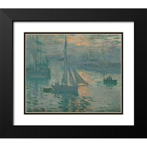 Sunrise (Marine) Black Modern Wood Framed Art Print with Double Matting by Monet, Claude