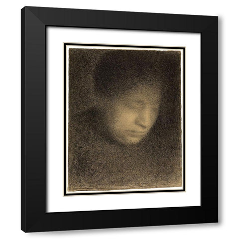 Madame Seurat, the Artists Mother (Madame Seurat, mere) Black Modern Wood Framed Art Print with Double Matting by Seurat, Georges