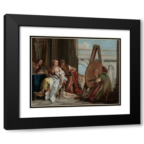 Alexander the Great and Campaspe in the Studio of Apelles Black Modern Wood Framed Art Print with Double Matting by Tiepolo, Giovanni Battista