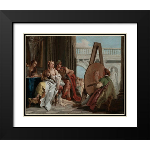 Alexander the Great and Campaspe in the Studio of Apelles Black Modern Wood Framed Art Print with Double Matting by Tiepolo, Giovanni Battista