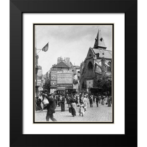 Paris, 1898-1900 - Place Saint-Medard Black Modern Wood Framed Art Print with Double Matting by Atget, Eugene