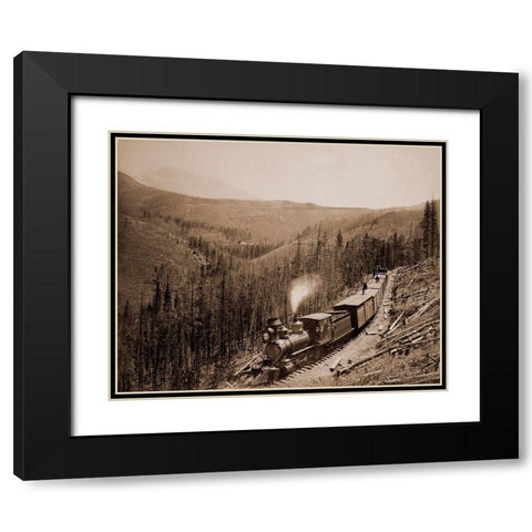 Marshall Pass, Colorado, Westside, 1880-1881 Black Modern Wood Framed Art Print with Double Matting by Jackson, William Henry