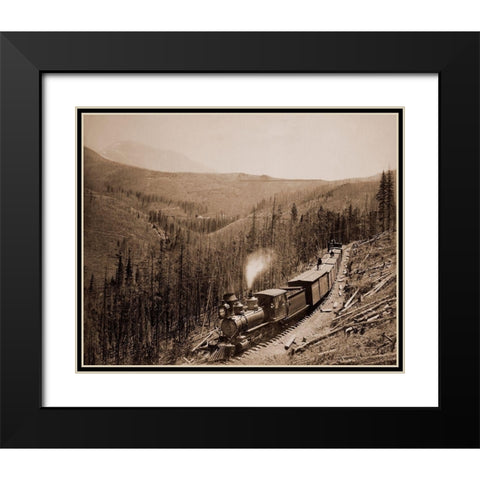 Marshall Pass, Colorado, Westside, 1880-1881 Black Modern Wood Framed Art Print with Double Matting by Jackson, William Henry