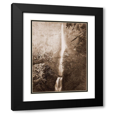 Multnomah Falls, Columbia River, Oregon, 2500 feet., 1867 Black Modern Wood Framed Art Print with Double Matting by Watkins, Carleton