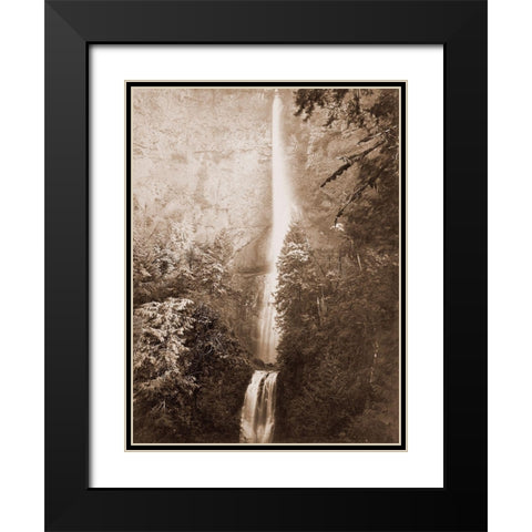 Multnomah Falls, Columbia River, Oregon, 2500 feet., 1867 Black Modern Wood Framed Art Print with Double Matting by Watkins, Carleton