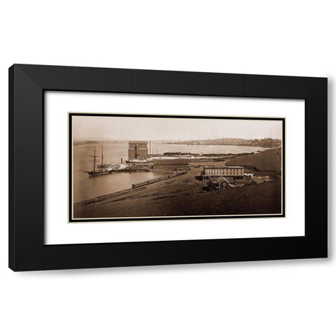 City of Vallejo, California, from South Vallejo, 1870 Black Modern Wood Framed Art Print with Double Matting by Watkins, Carleton