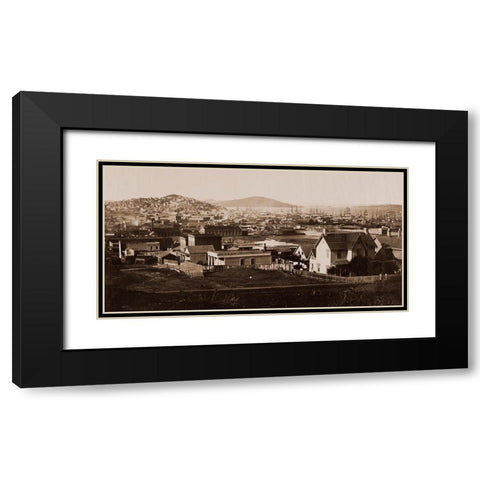 City Front from Rincon Hill, San Francisco, California, 1860 Black Modern Wood Framed Art Print with Double Matting by Watkins, Carleton