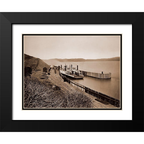 The Ferryboat Solano, Port Costa, California, after 1879 Black Modern Wood Framed Art Print with Double Matting by Watkins, Carleton