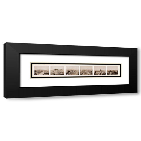 Six-part Panorama of San Francisco, 1855-1856 Black Modern Wood Framed Art Print with Double Matting by Watkins, Carleton