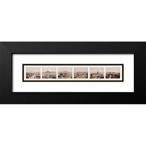 Six-part Panorama of San Francisco, 1855-1856 Black Modern Wood Framed Art Print with Double Matting by Watkins, Carleton