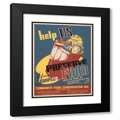 Help us preserve your surplus food Black Modern Wood Framed Art Print with Double Matting by Tasker, William