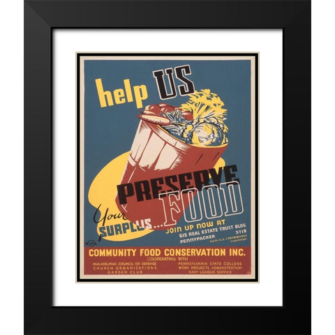 Help us preserve your surplus food Black Modern Wood Framed Art Print with Double Matting by Tasker, William