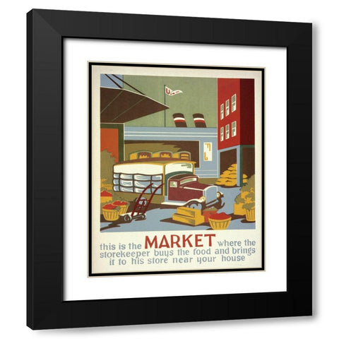 This is the market where the storekeeper buys the food Black Modern Wood Framed Art Print with Double Matting by WPA