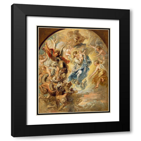 The Virgin as the Woman of the Apocalypse Black Modern Wood Framed Art Print with Double Matting by Rubens, Peter Paul