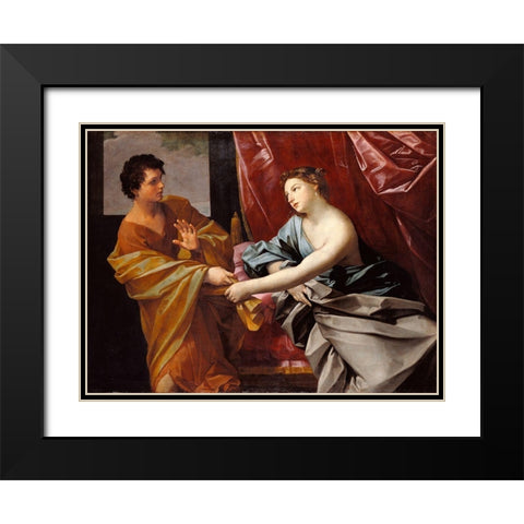 Joseph and Potiphars Wife Black Modern Wood Framed Art Print with Double Matting by Reni, Guido