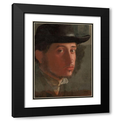 Self-portrait Black Modern Wood Framed Art Print with Double Matting by Degas, Edgar