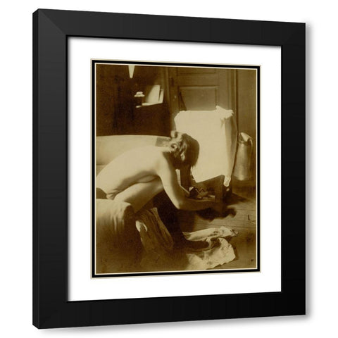 Seated Nude Black Modern Wood Framed Art Print with Double Matting by Degas, Edgar