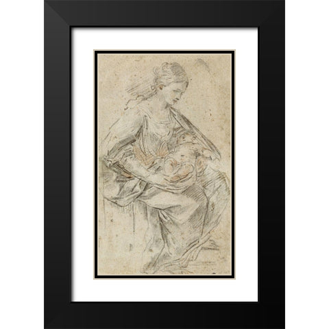 Turbaned Woman Black Modern Wood Framed Art Print with Double Matting by Reni, Guido