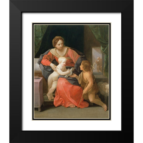 Virgin and Child with Saint John the Baptist Black Modern Wood Framed Art Print with Double Matting by Reni, Guido