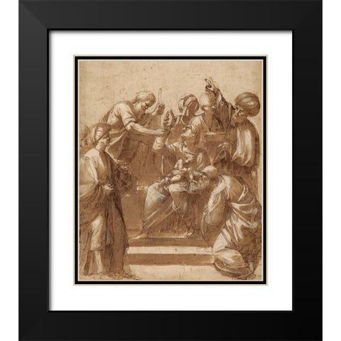 Adoration of the Magi Black Modern Wood Framed Art Print with Double Matting by Ribera, Jusepe de