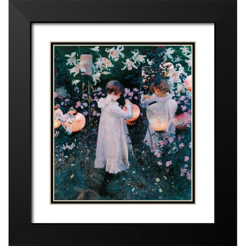 Carnation, Lily, Lily, Rose, 1885 Black Modern Wood Framed Art Print with Double Matting by Sargent, John Singer