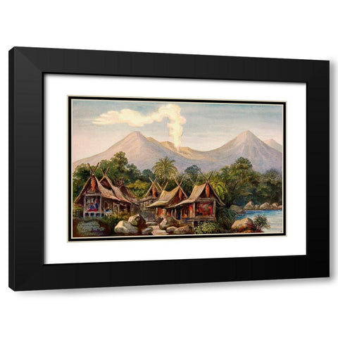 Vulkan Papandajan auf Java Black Modern Wood Framed Art Print with Double Matting by Haeckel, Ernst