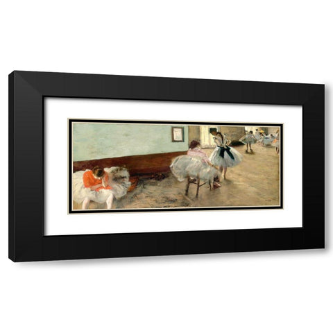 The Dance Lesson, c. 1879 Black Modern Wood Framed Art Print with Double Matting by Degas, Edgar
