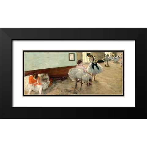 The Dance Lesson, c. 1879 Black Modern Wood Framed Art Print with Double Matting by Degas, Edgar
