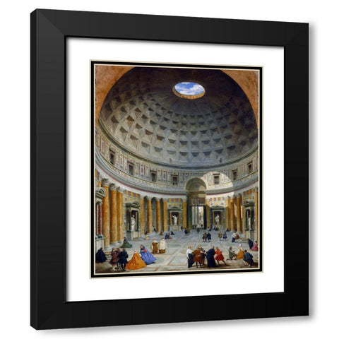 Interior of the Pantheon, Rome, c. 1734 Black Modern Wood Framed Art Print with Double Matting by Panini, Giovanni Paolo