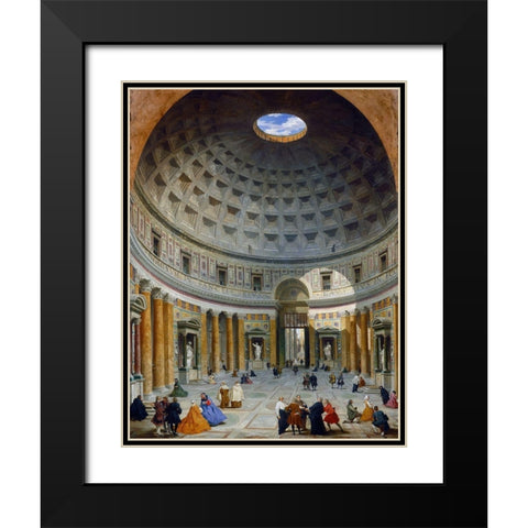 Interior of the Pantheon, Rome, c. 1734 Black Modern Wood Framed Art Print with Double Matting by Panini, Giovanni Paolo