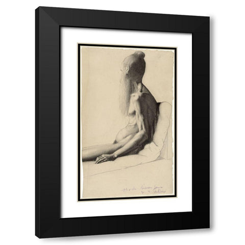 An Indian Man Black Modern Wood Framed Art Print with Double Matting by Seurat, Georges