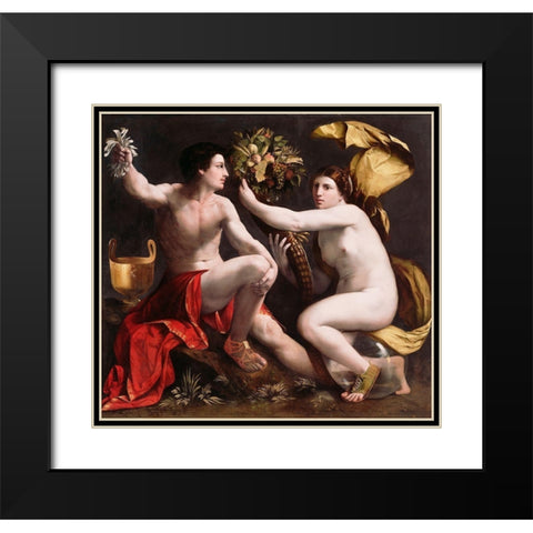 Allegory of Fortune Black Modern Wood Framed Art Print with Double Matting by Dossi, Dosso