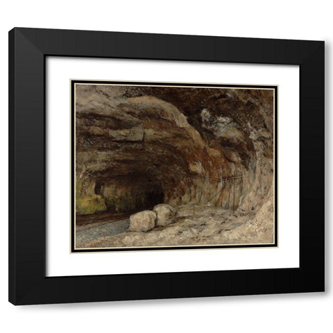 Grotto of Sarrazine near Nans-sous-Sainte-Anne Black Modern Wood Framed Art Print with Double Matting by Courbet, Gustave