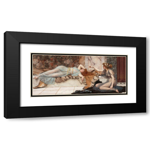 Mischief and Repose Black Modern Wood Framed Art Print with Double Matting by Godward, John William