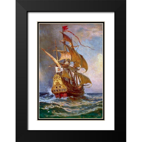 Knight of The Double Cross Black Modern Wood Framed Art Print with Double Matting by Ferris, Jean Leon Gerome