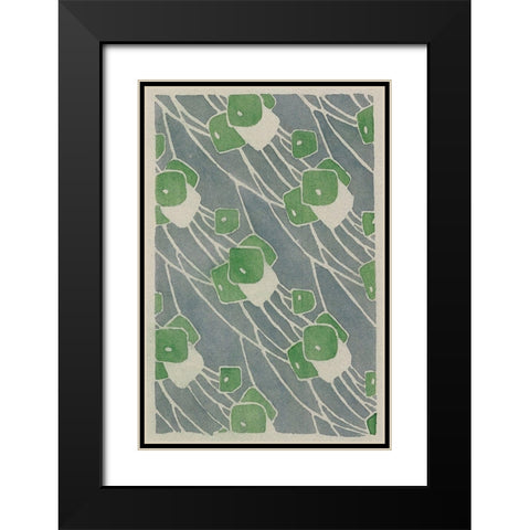 Green Geometric Black Modern Wood Framed Art Print with Double Matting by Overbeck, Hannah Borger