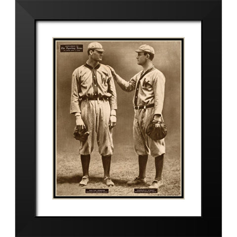 Walter Johnson And Charles E. Street, Washington American League, 1880 Black Modern Wood Framed Art Print with Double Matting by Leopold Morse Goulston Baseball Collection