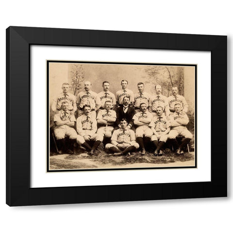Brooklyn Baseball Club Black Modern Wood Framed Art Print with Double Matting by A.G. Spalding Baseball Collection