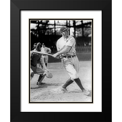 Baseball Game in Progress, 1910s Black Modern Wood Framed Art Print with Double Matting by Harris and Ewing Collection (Library of Congress)