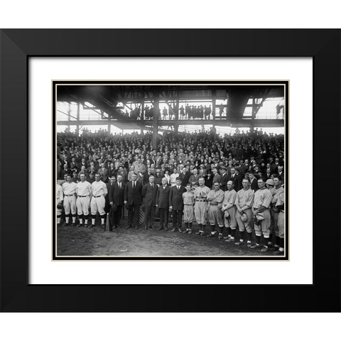 Washington Baseball - Teams and Spectators, 1924 Black Modern Wood Framed Art Print with Double Matting by Harris and Ewing Collection (Library of Congress)